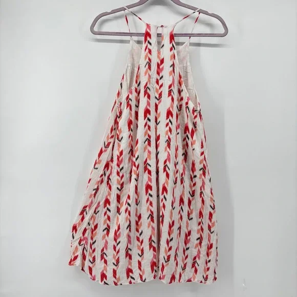 Altard State Womens Medium Red Ikat Chevron Halter Mini Dress Boho Racerback - Picture 5 of 11